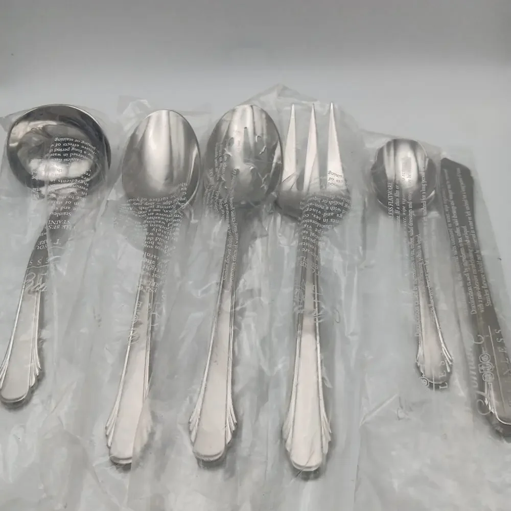 Gorham Calais Satin 6pc Serving Set Stainless 18/8 Flatware Korea New Old Stock